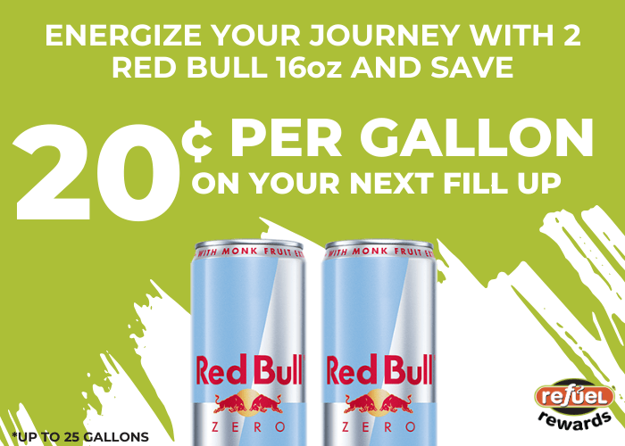 Save on fuel when you purchase Red Bull at Refuel with Rewards